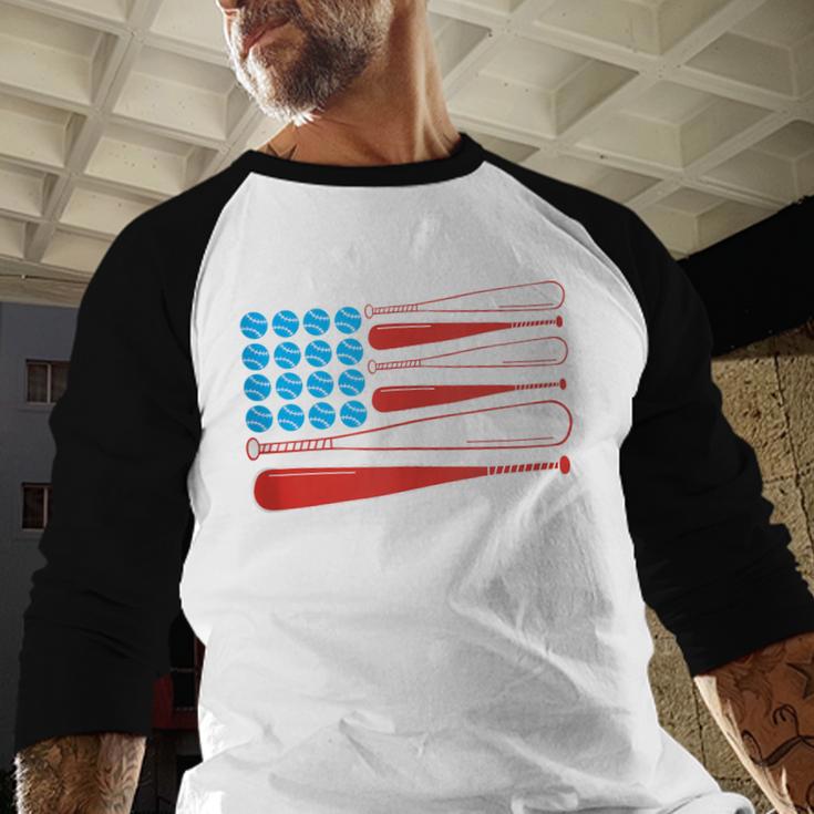Baseball American Flag Patriotic USA Pride Baseball Raglan Shirt