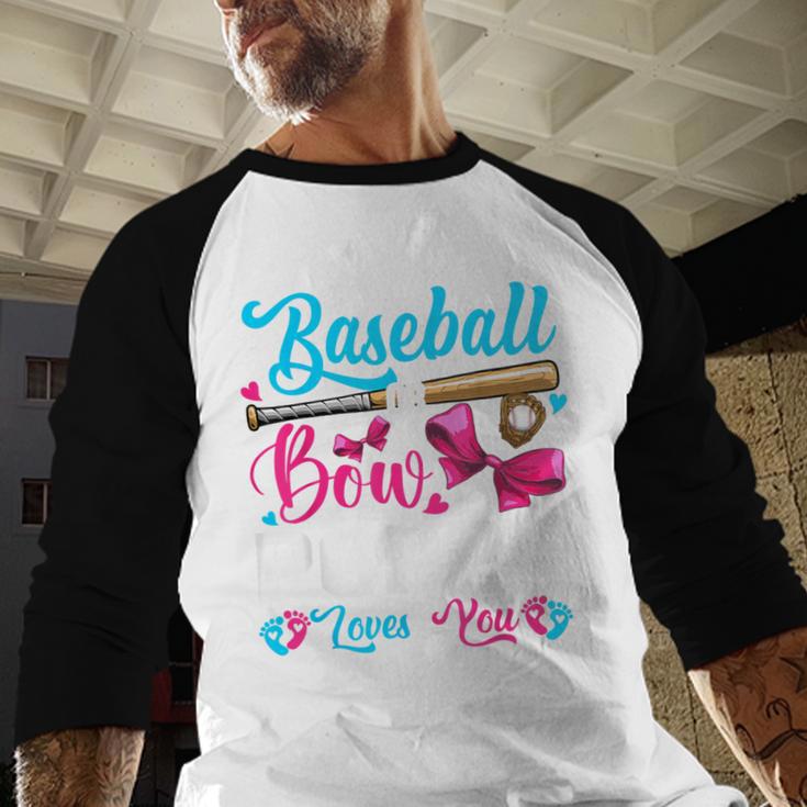 Baseball Or Bows Poppa Loves You Gender Reveal Baseball Raglan Shirt
