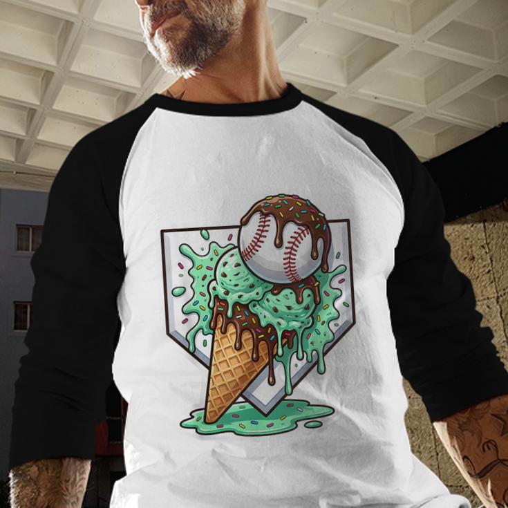 Baseball Boys Ice Cream Drip Baseball Boys Youth Mint Choco Baseball Raglan Shirt