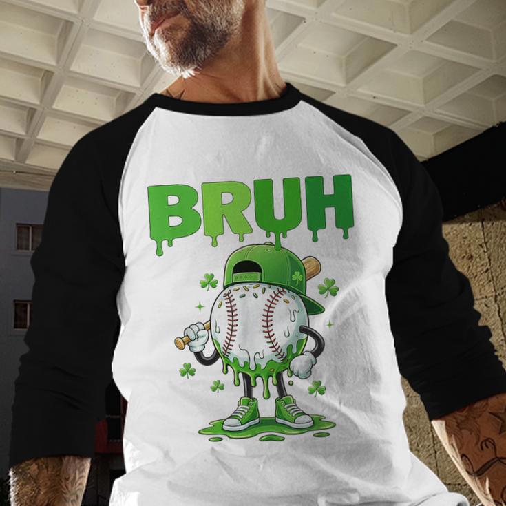 Baseball Bruh Drip Ice Cream Youth Boy St Patricks Day Baseball Raglan Shirt