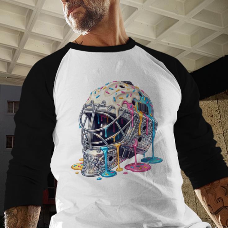 Baseball Catcher Mask Ice Cream Dripping Baseball Boys Baseball Raglan Shirt