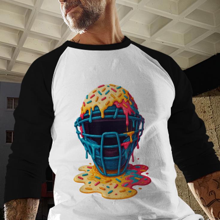 Baseball Catcher Mask Ice Cream Dripping Baseball Fan Boys Baseball Raglan Shirt