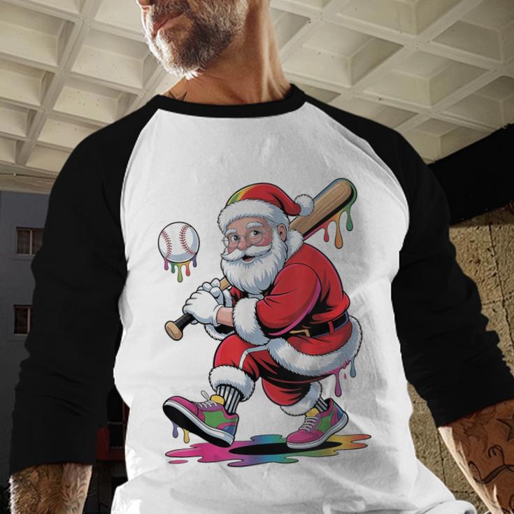 Baseball Christmas Santa Claus Batter Baseball Drip Baseball Raglan Shirt Baseball Christmas Santa Claus Batter Baseball Drip Baseball Raglan Shirt
