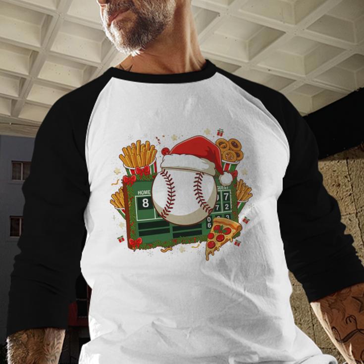 Baseball Christmas Scoreboard Celebration Premium Tri-Blend Baseball Raglan Shirt