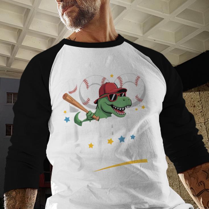 Baseball Dinosaur 100 Days Of School Kids Theme Baseball Raglan Shirt