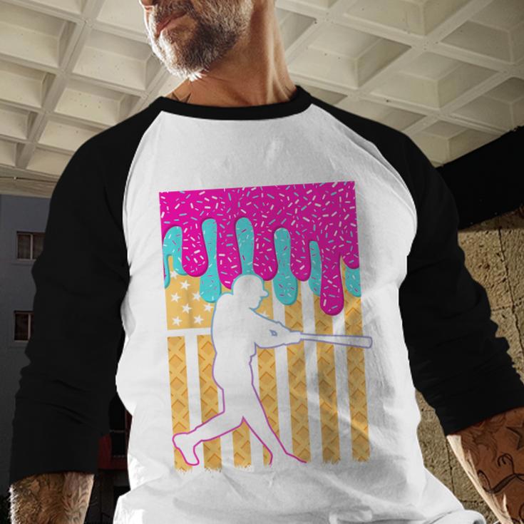 Baseball Drip Bat Boys Ice Cream American Flag 4th Of July Baseball Raglan Shirt Baseball Drip Bat Boys Ice Cream American Flag 4th Of July Baseball Raglan Shirt