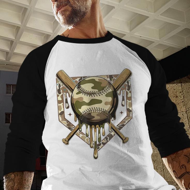 Baseball Drip For Boys Ice Cream Dripping Boys Baseball Camo Baseball Raglan Shirt