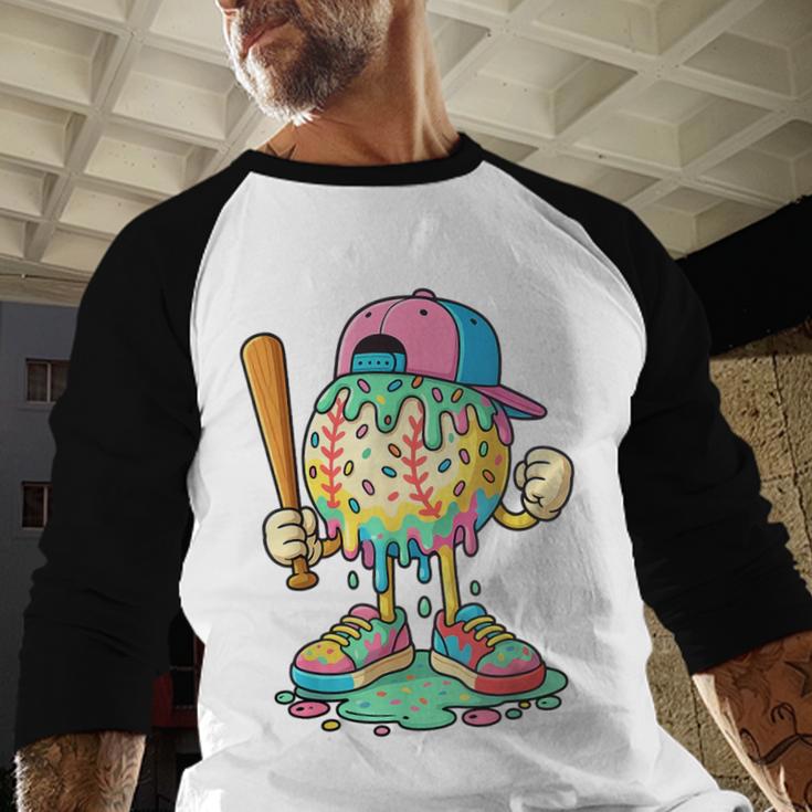 Baseball Drip For Boys Ice Cream Drip Baseball Sport Baseball Raglan Shirt