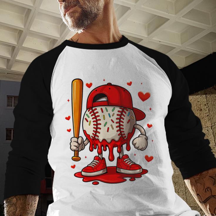 Baseball Drip Ice Cream Apparel Boys Kids Valentines Day Baseball Raglan Shirt