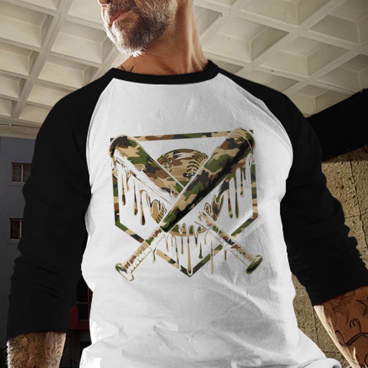 Baseball Drip Ice Cream Camo Home Plate Bats Sports Game Day Baseball Raglan Shirt