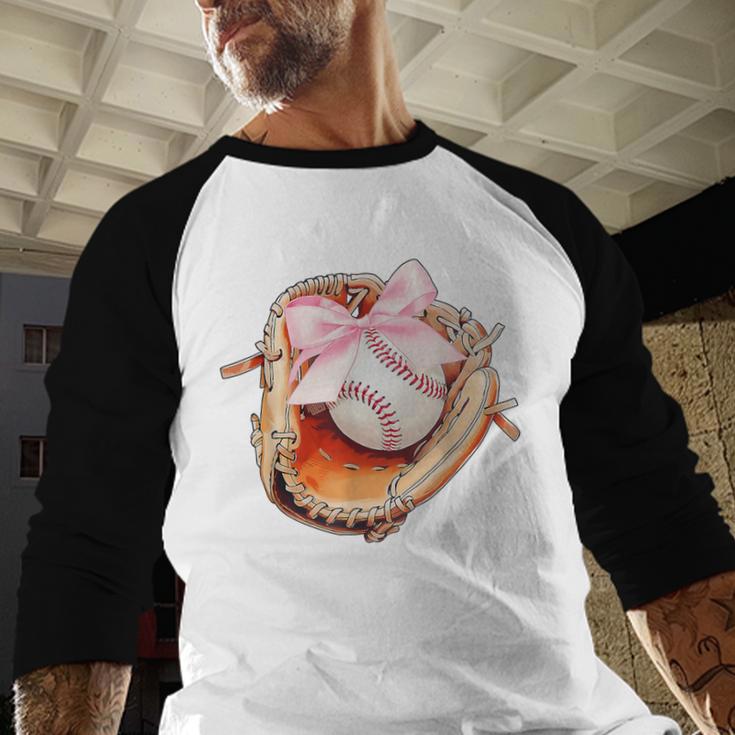 Baseball Drip Ice Cream Coquette Pink Bow Baseball Player Baseball Raglan Shirt