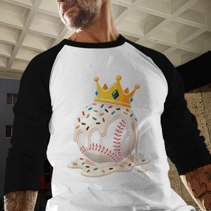 Baseball Drip Ice Cream Crown Melt Graphic Baseball Raglan Shirt