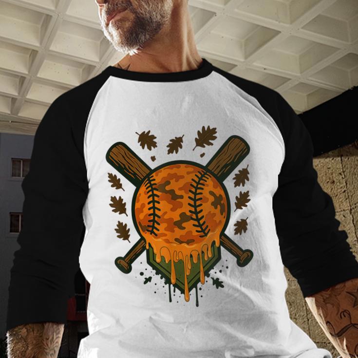 Baseball Drip Ice Cream Dripping Blaze Hunter Orange Camo Baseball Raglan Shirt Baseball Drip Ice Cream Dripping Blaze Hunter Orange Camo Baseball Raglan Shirt