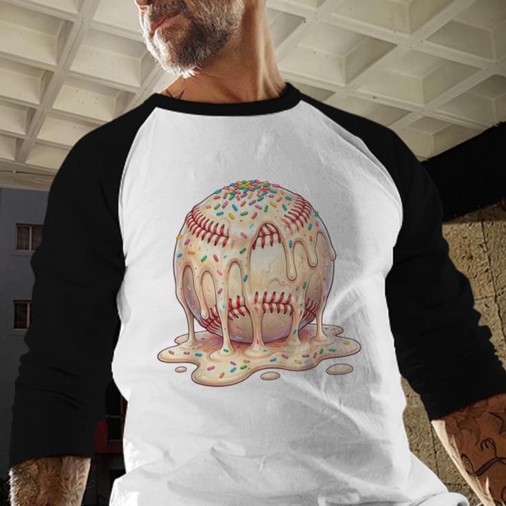 Baseball Drip Ice Cream Melting Illustration Baseball Raglan Shirt