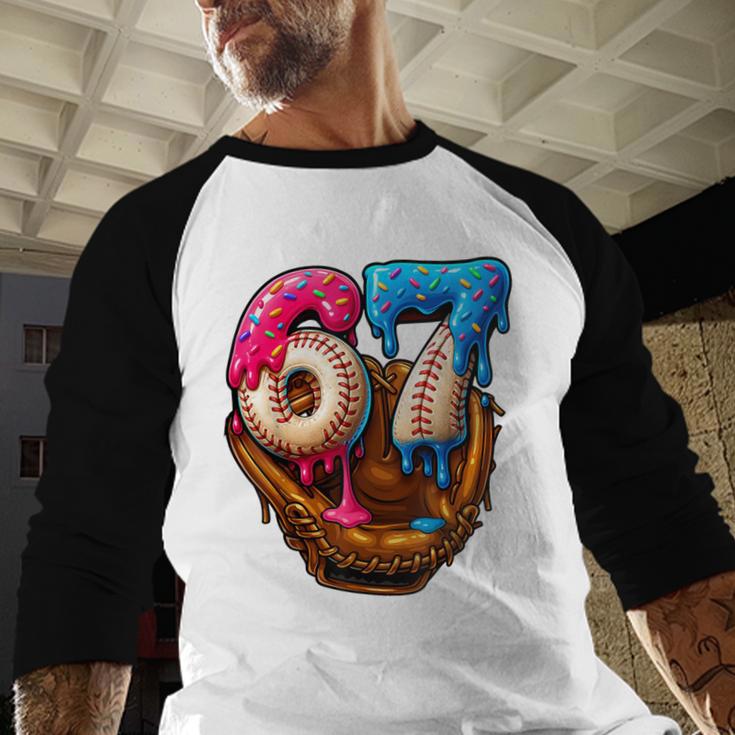 Baseball Drip Ice Cream Number 67 Player Or 67th Birthday Baseball Raglan Shirt