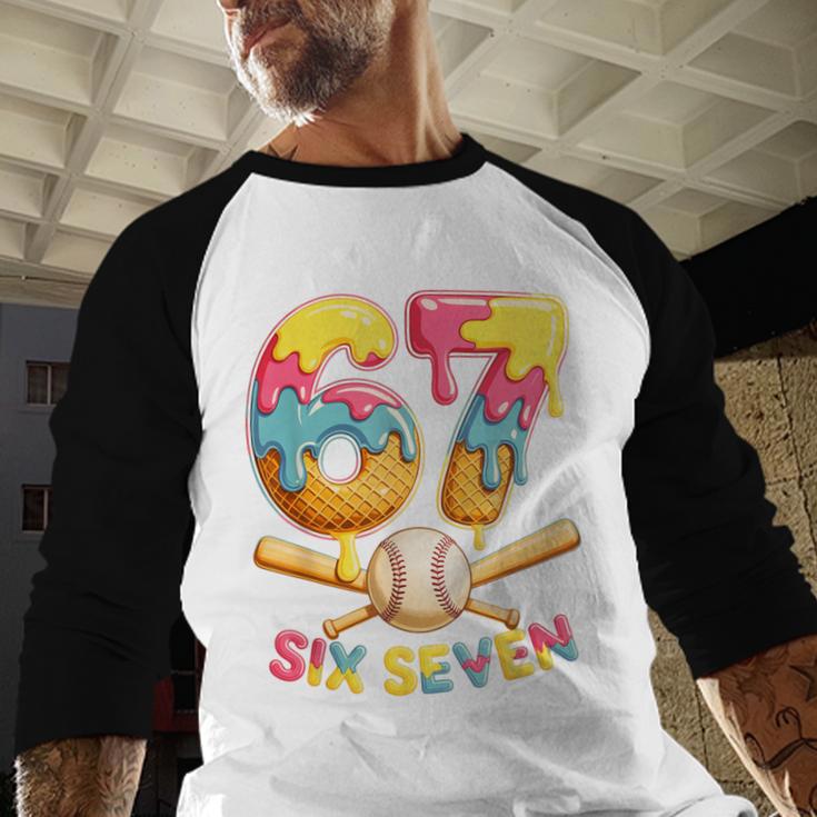 Baseball Drip Ice Cream Number 67 Player Lifestyle Baseball Raglan Shirt