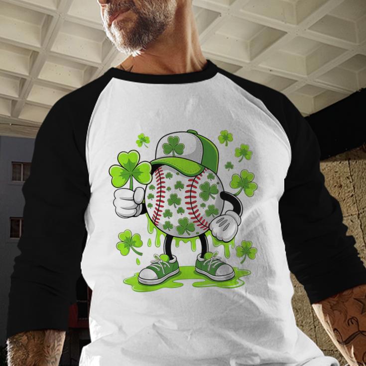 Baseball Drip Ice Cream Shamrock Irish St Patricks Men Baseball Raglan Shirt