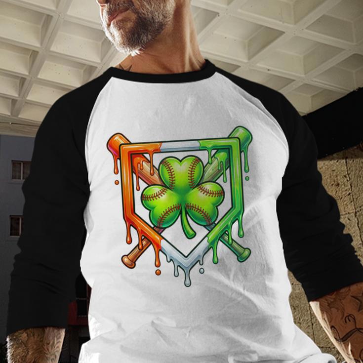 Baseball Drip Ice Cream St Patricks Day Shamrock Lucky Baseball Raglan Shirt