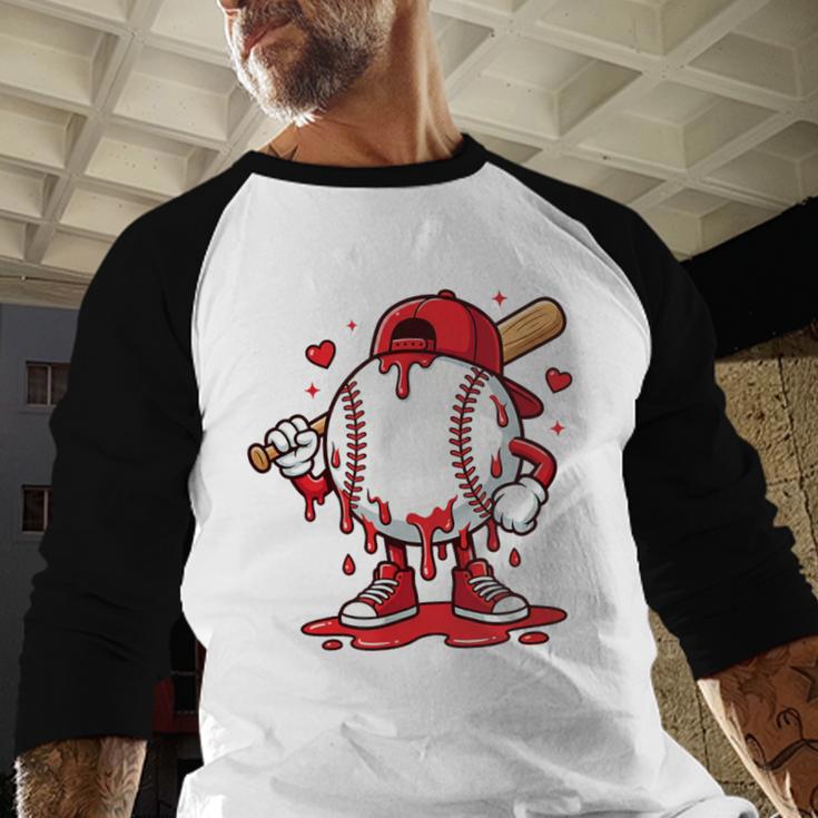 Baseball Drip Icecream Men Boy Valentine Baseball Raglan Shirt