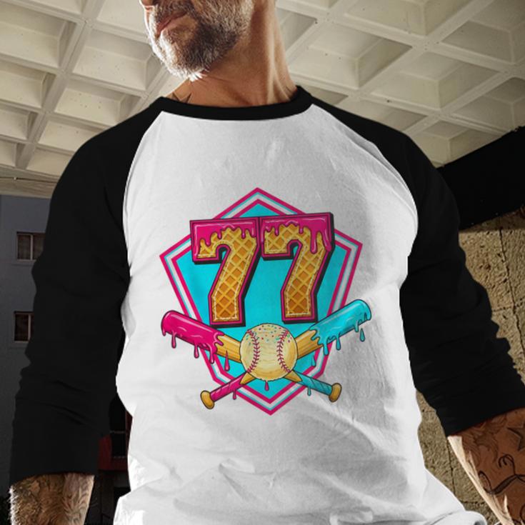 Baseball Drip Jersey Number 77 For Players & 77th Birthday Baseball Raglan Shirt Baseball Drip Jersey Number 77 For Players & 77th Birthday Baseball Raglan Shirt