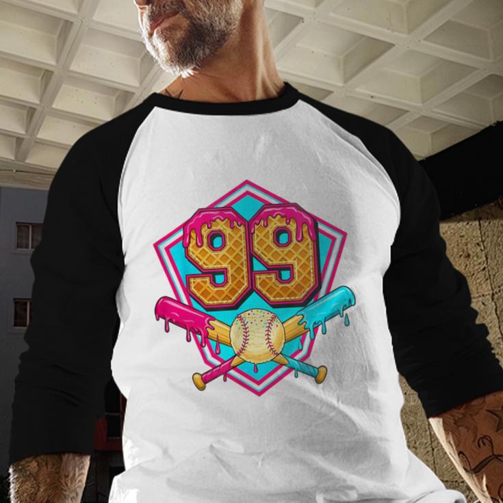 Baseball Drip Jersey Number 99 For Players & 99th Birthday Baseball Raglan Shirt