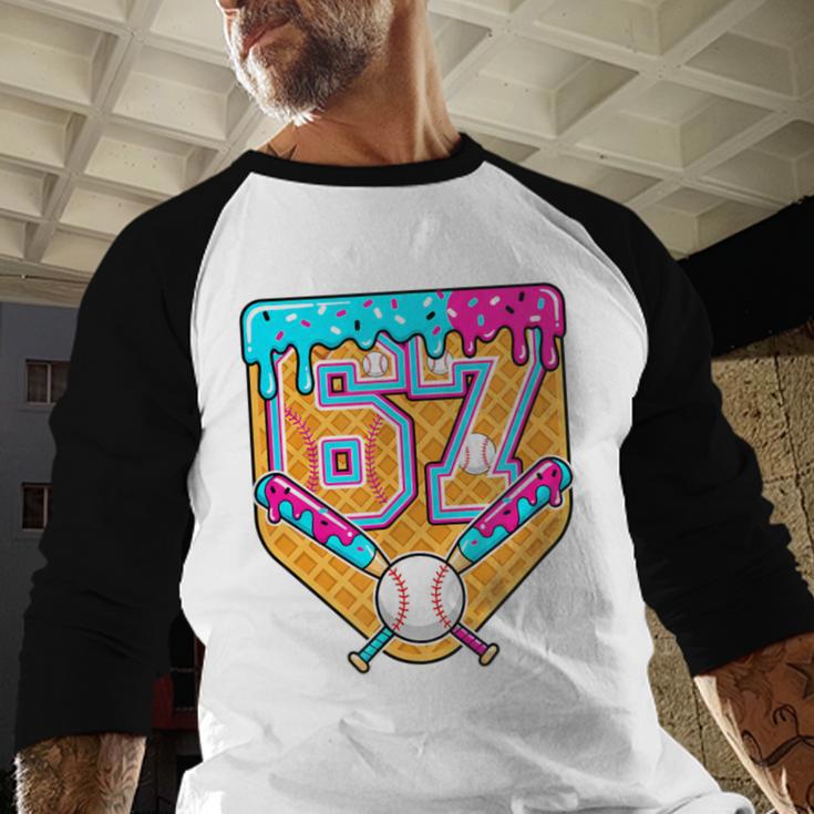 Baseball Drip Number 67 Ice Cream Home Plate Drip Baseball Raglan Shirt Baseball Drip Number 67 Ice Cream Home Plate Drip Baseball Raglan Shirt