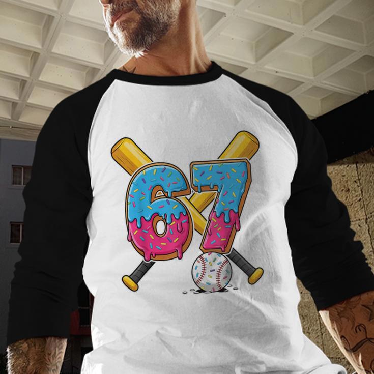 Baseball Drip Number 67 Player 67th Birthday Meme Gen Alpha Baseball Raglan Shirt
