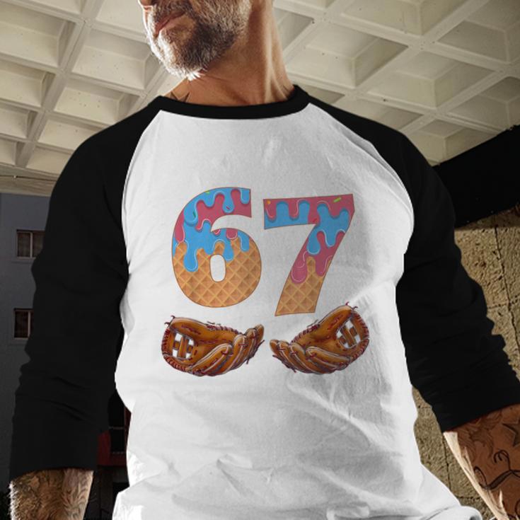 Baseball Drip Number 67 Player Six Seven Meme Baseball Raglan Shirt
