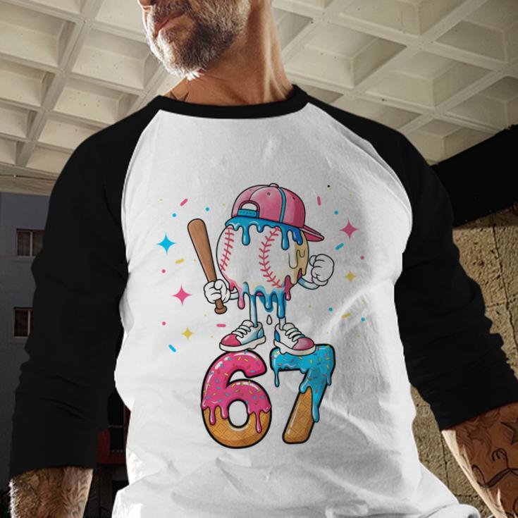 Baseball Drip Number 67 Six Seven Meme Ice Cream Dripping Baseball Raglan Shirt Baseball Drip Number 67 Six Seven Meme Ice Cream Dripping Baseball Raglan Shirt