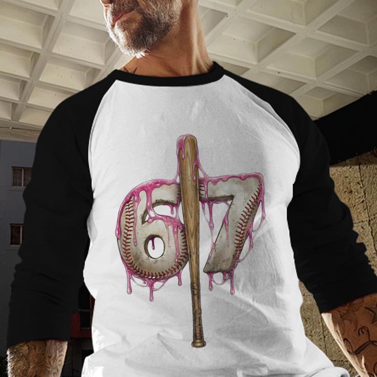 Baseball Drip Number 67 Sports Player Six Seven Meme Fan Baseball Raglan Shirt