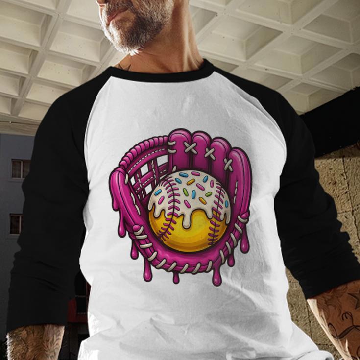 Baseball Drip Pink Glove Respect The Drip Youth Boys Girls Baseball Raglan Shirt
