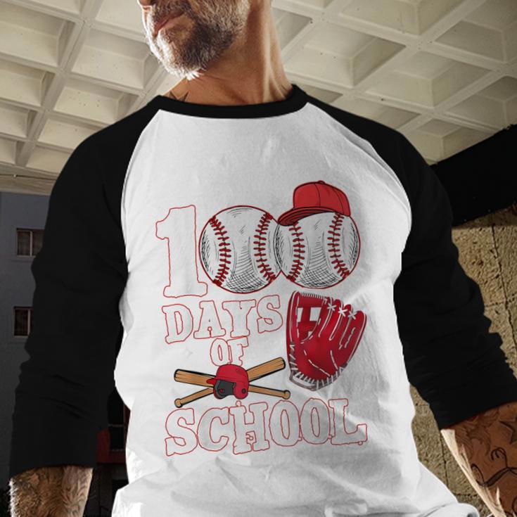 Baseball Happy 100 Days Of School Boy Girl Kid Teacher Baseball Raglan Shirt