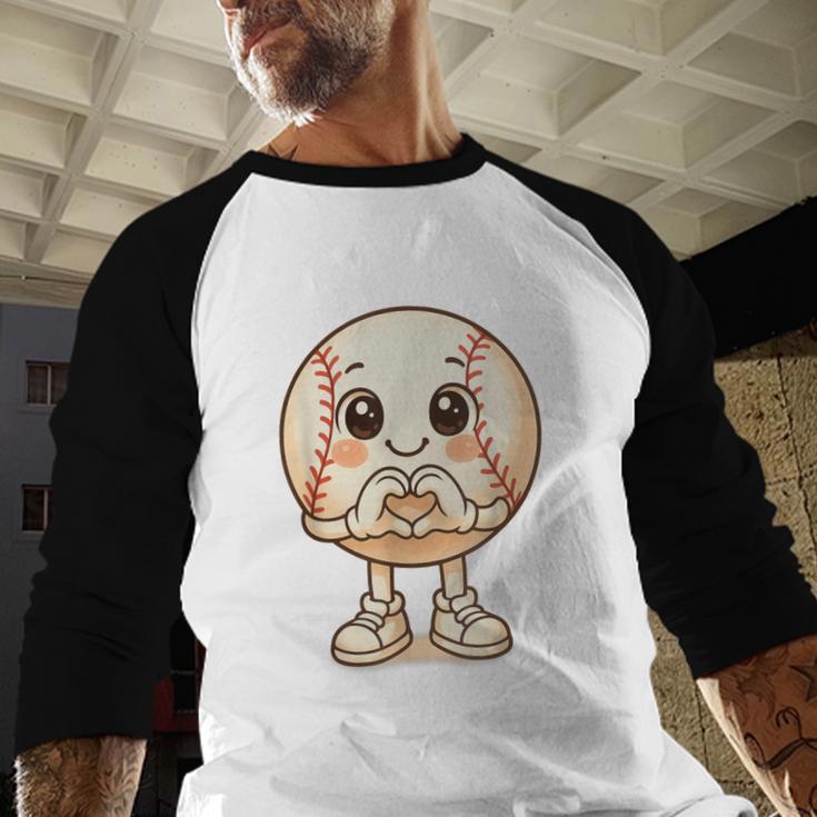 Baseball With Heart Hands Love Cute Baseball Baseball Raglan Shirt