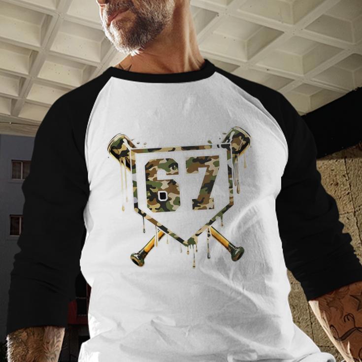 Baseball Ice Cream Drip 67 Camo Six Seven Meme Baseball Raglan Shirt