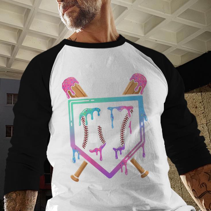 Baseball Ice Cream Drip 67 Player Dabbing Six Seven Boys Baseball Raglan Shirt