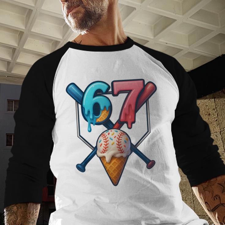 Baseball Ice Cream Drip 67 Six Seven Gen Alpha Slang Meme Baseball Raglan Shirt Baseball Ice Cream Drip 67 Six Seven Gen Alpha Slang Meme Baseball Raglan Shirt