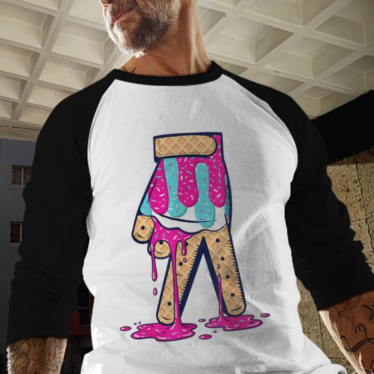 Baseball Ice Cream Drip Boys Glove Sprinkles Baseball Lover Baseball Raglan Shirt
