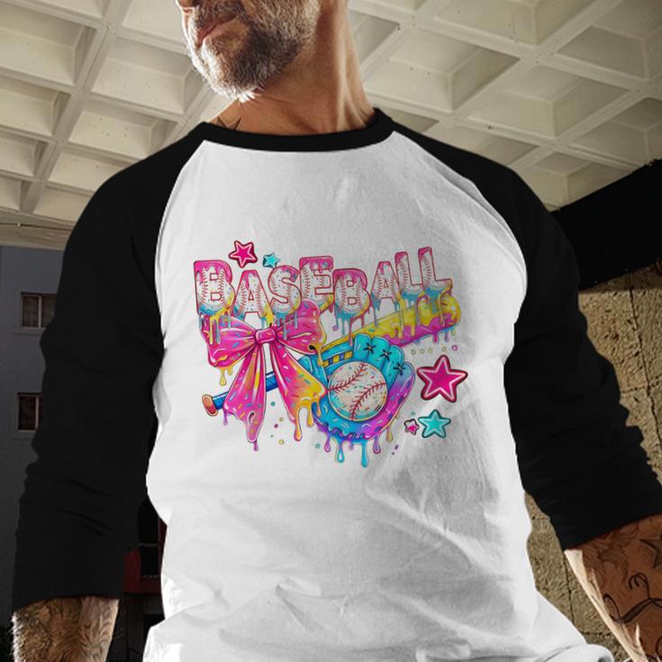 Baseball Ice Cream Drip Coquette Women Girls Mom Mama Baseball Raglan Shirt