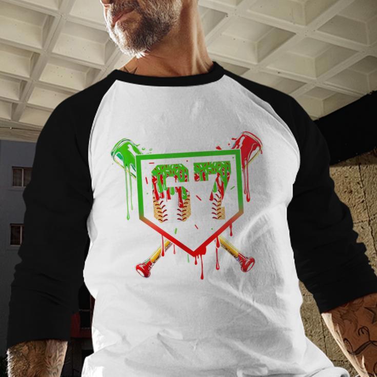Baseball Ice Cream Drip Number 67 Player 6 7 Christmas Pjs Baseball Raglan Shirt Baseball Ice Cream Drip Number 67 Player 6 7 Christmas Pjs Baseball Raglan Shirt