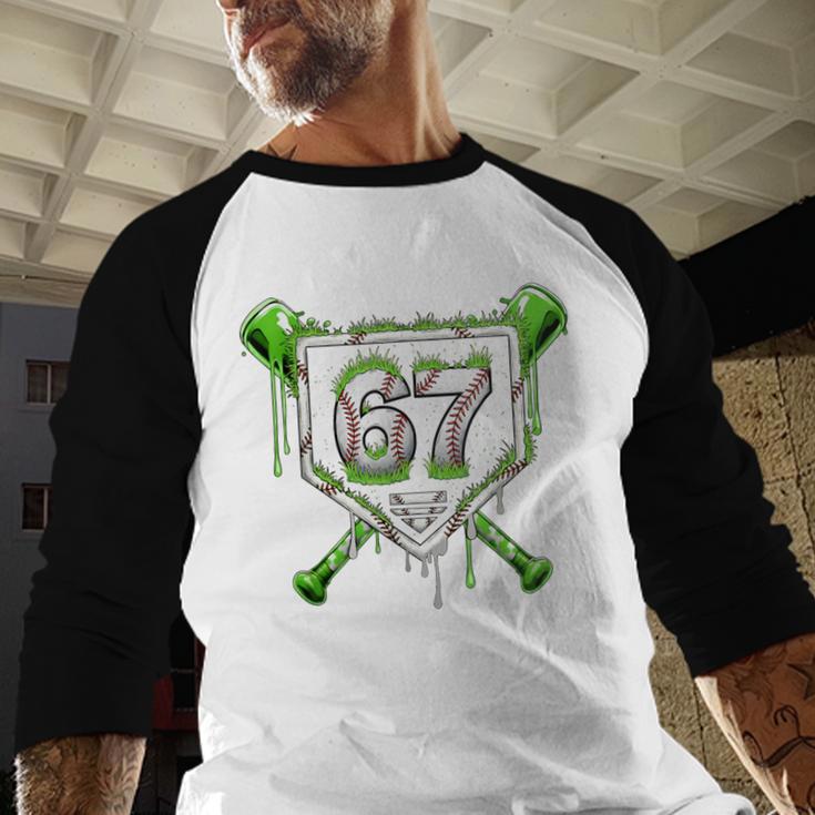 Baseball Ice Cream Drip Number 67 Player 67th Birthday Kids Baseball Raglan Shirt Baseball Ice Cream Drip Number 67 Player 67th Birthday Kids Baseball Raglan Shirt