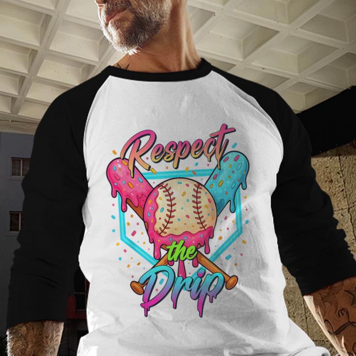 Baseball Ice Cream Drip Number 67 Player 67 Respect The Drip Baseball Raglan Shirt