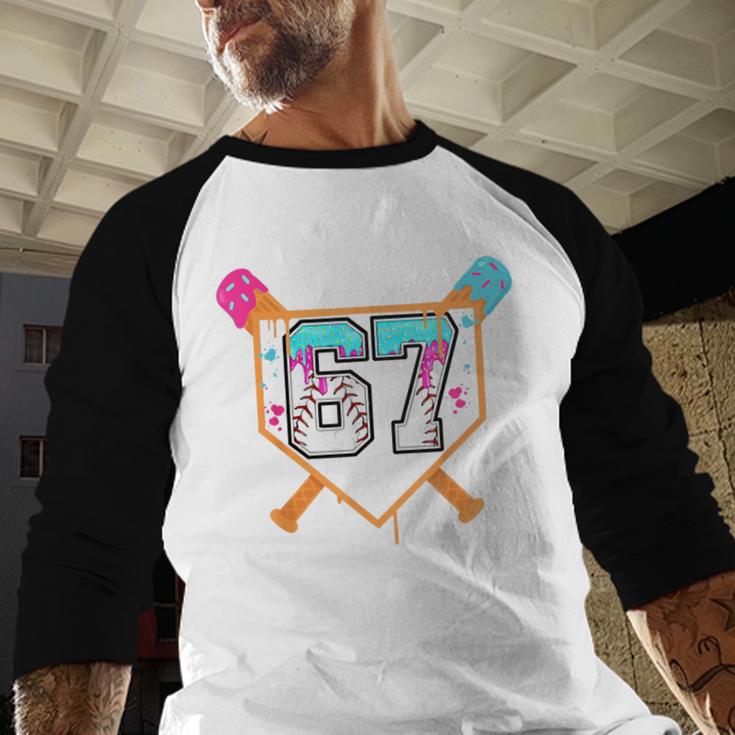 Baseball Ice Cream Drip Number 67 Player Six Seven Meme 6 7 Baseball Raglan Shirt Baseball Ice Cream Drip Number 67 Player Six Seven Meme 6 7 Baseball Raglan Shirt