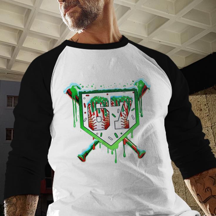 Baseball Ice Cream Drip Number 67 Six Seven Meme Christmas Baseball Raglan Shirt