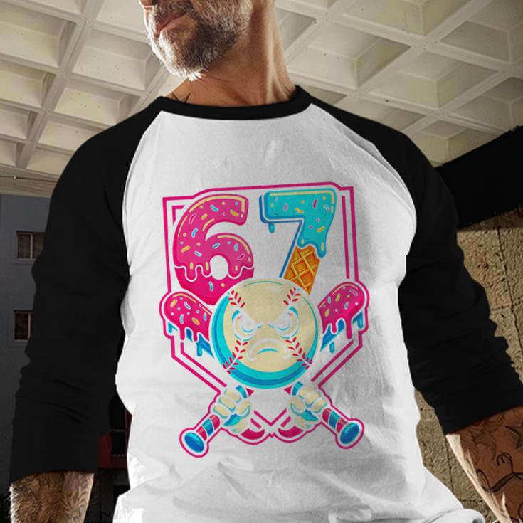 Baseball Ice Cream Drip Number 67 Six Seven Meme 67 Baseball Raglan Shirt Baseball Ice Cream Drip Number 67 Six Seven Meme 67 Baseball Raglan Shirt