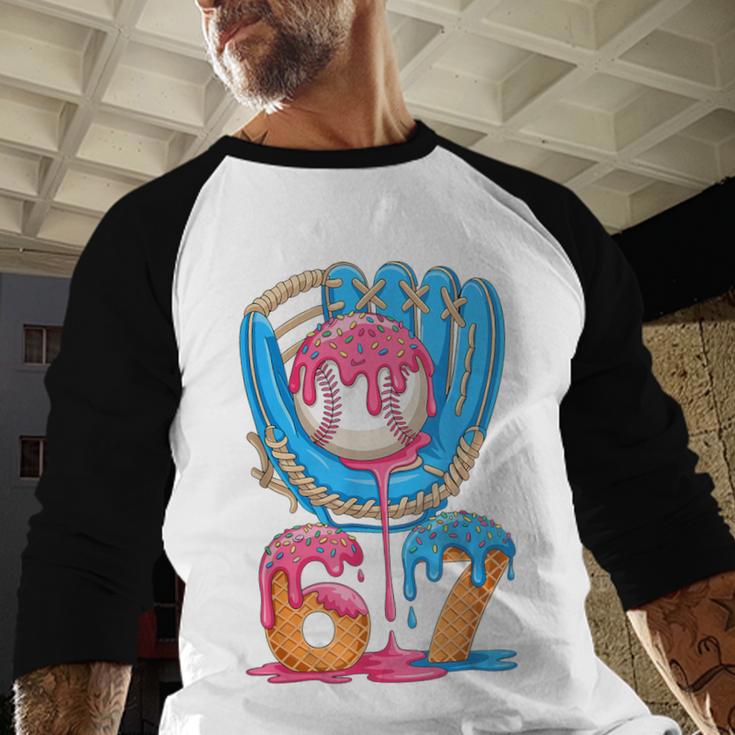 Baseball Ice Cream Drip Six Seven Gen Alpha Slang Meme 67 Baseball Raglan Shirt