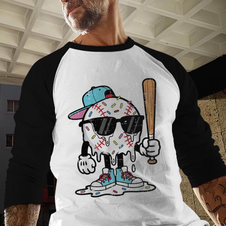Baseball Ice Cream Drip Sports Boys Kids Youth Men Baseball Raglan Shirt