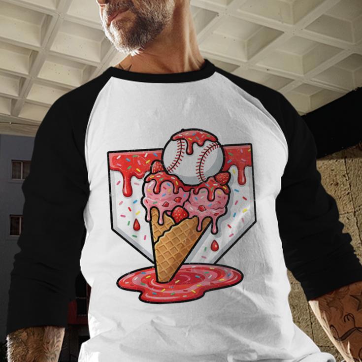 Baseball Ice Cream Drip Baseball Strawberry For Youth Red Baseball Raglan Shirt Baseball Ice Cream Drip Baseball Strawberry For Youth Red Baseball Raglan Shirt