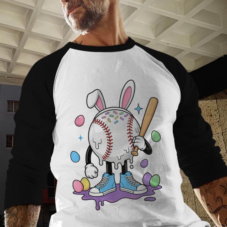 Baseball Ice Cream Drip Youth Boys Cute Easter Sports Baseball Raglan Shirt