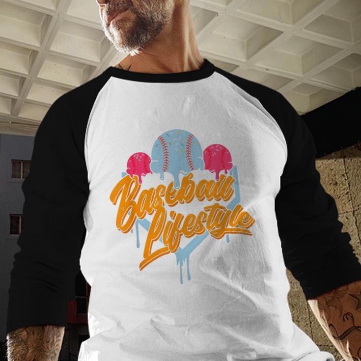 Baseball Lifestyle Home Plate Ice Cream Drip Men Boys Kids Baseball Raglan Shirt
