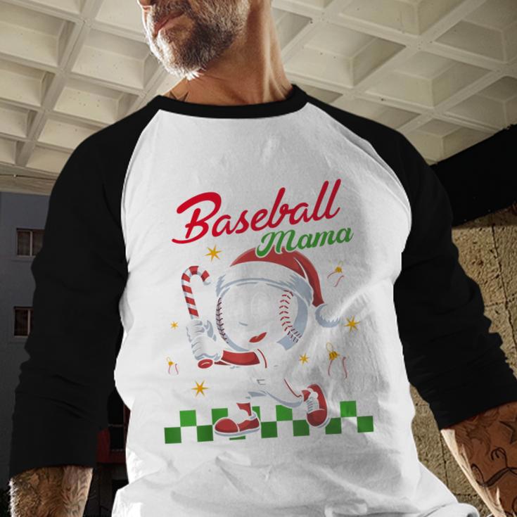 Baseball Mama Christmas Santa Hat Xmas Softball Mom Baseball Raglan Shirt